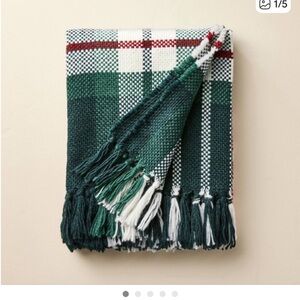 Hearth & Hand Festive Green and White Plaid Checkered Holiday Throw Target